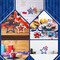 3 Pieces 4th of July Wooden Star Signs Patriotic Decoration Memorial Day Table Decor for Home Independence Day Tiered Tray Shelf Decor (White,Blue,Red)